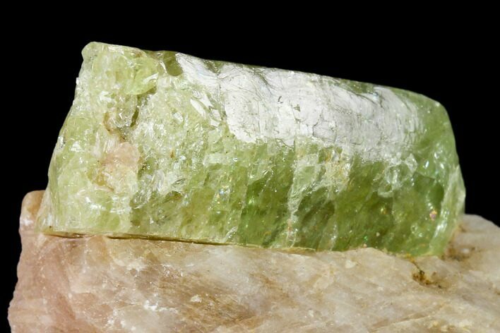Yellow-Green Fluorapatite Crystal in Calcite - Ontario, Canada #137100